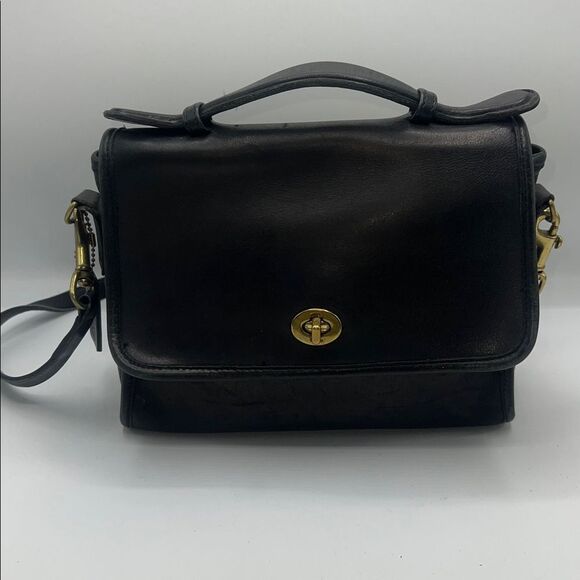 COACH 9870 Vintage Black Leather Crossbody Bag - Picture 1 of 12